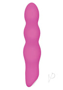 Evolved Afterglow Silicone Light-Up Vibrator Pink displaying a curvy, bulb-textured shaft with illumination.
