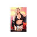 Fuck Off Lace Bralette and Cheeky Panty Queen Size Black model wearing in promotional packaging