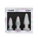 NS Novelties Crystal Tapered Glass Anal Plug Kit Clear - elegant hand-blown glass anal plug trainer kit set.