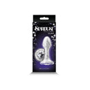 NS Novelties Stardust Glam Glass Anal Plug White in elegant packaging with sparkling crystal accent.