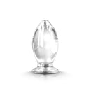 Renegade Glass Bishop Anal Plug Clear, oversized crystal-clear glass plug for bold anal play.