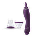 Inya Triple Delight Suction Vibrator Purple with interchangeable suction cups showcases versatile pleasure options.