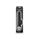 Renegade Brute Vibrating Penis Extension Black packaging showcasing a sleek black silicone design with a built-in vibrator.