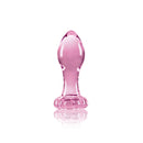 NS Novelties Crystal Flower Glass Anal Plug Pink, elegant design with pink flower accent and smooth polished feel.
