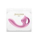 Seduction Kaia Metallic Pink Air Pulse Rabbit Vibrator in packaging, designed for clitoral and G-spot stimulation.