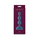 Secrets Kai Vibrating Anal Plug Dark Teal in elegant packaging, showcasing its unique tapered and beaded design.