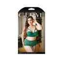 Nadine Bra & High Waisted Gartered Panty 3X/4X two-piece lingerie set with contour cup bra and high waist lace panty.