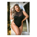 Fantasy Lingerie Raven High Neck Bodysuit 3X/4X featuring a sleek high neck and seductive open back design.