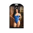 Fantasy Lingerie Abby Bodysuit M/L packaging featuring a model wearing a sleek blue bodysuit.