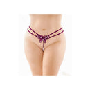 Zinnia Butterfly Pearl Purple G-string Queen Size featuring a sparkling sequin butterfly and pearl accent.