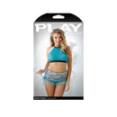 Beach Please Mermaid Costume Set M/L Teal displayed on packaging with a model showcasing the vibrant design.