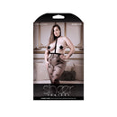 Starry Eyed Crotchless Stockings & Pasties Set Queen Size displayed on packaging with model showcasing the design.