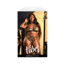 Fantasy Lingerie Boujee Bralette and Panty Queen Size Gold displayed on model, featuring stunning gold accents.