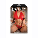 Take A Chance Bralette & Crotchless Panty Red L/XL showcased in packaging featuring a model in red lingerie.