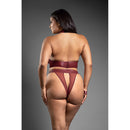Convertible Bra Panty and Leash Set Queen Size Burgundy worn by a model showing the back view of the set in burgundy color.