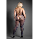Legendary Crotchless Bodystocking Queen Size showcasing a figure-flattering dragon pattern and daring open back design.