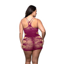For The Thrill Leopard Cut-Out Dress Queen Size showcased from the back, featuring bold magenta with strategic cut-outs.
