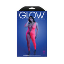 Hyperdrive Rhinestone Bodystocking Queen Size Neon Pink packaging featuring a model in a vibrant asymmetrical bodystocking.