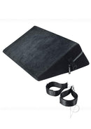 WhipSmart Mini Try-Angle Cushion Black with adjustable straps, designed for comfortable positioning during intimate moments.