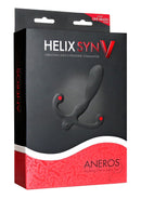 Aneros Helix Syn V Rechargeable Prostate Massager Black packaging with product details and design.