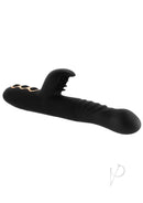 Princess Silicone Heat-Up Thruster Rabbit Vibrator Black in sleek black design for dual-zone stimulation.