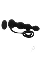 Anal-Ese Remote Control Cock Ring with Anal Plug Black promoting stimulation and pleasure with a sleek design and remote control.