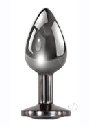 Evolved Black Gem Small Metal Anal Plug with a sleek aluminum design and sparkling jewel base.
