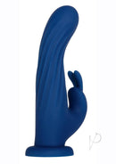 Evolved Rotating Silicone Rabbit Vibrator with Remote Blue in sleek, textured blue silicone design for stimulation.