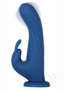 Evolved Rotating Silicone Rabbit Vibrator with Remote Blue showcasing textured design for stimulation.