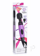 Frisky Playful Pleasure Plug In Wand Massager Purple packaging featuring powerful multi-speed vibration and flexible neck.