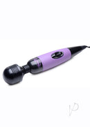 Frisky Playful Pleasure Plug In Wand Massager Purple shown with flexible neck and rounded head for soothing vibrations.