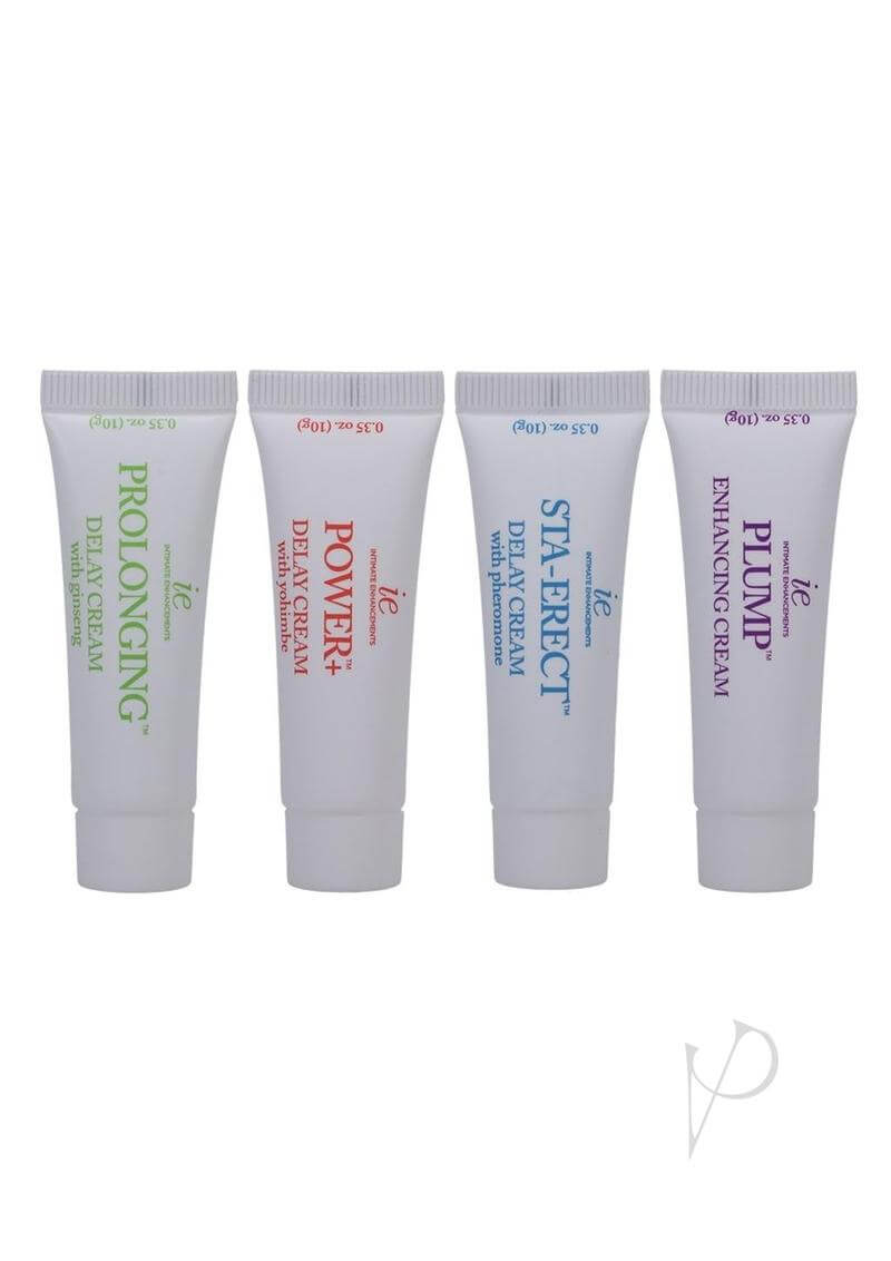 Intimate Enhancements Enhance Pleasure Creams 0.35 Oz 100 per bowl with four unique formulas in tubes.