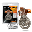 Stay Hard Tongue Clitoral Stimulator Cock Ring Set with Sleeve displaying packaging and product components.
