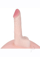 Lux Fetish Inflatable Sex Ball with Vibrating Dildo Pink – a close-up of the realistic dildo feature.