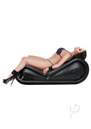 Lux Fetish 6 Piece Inflatable BDSM Sex Sofa Set Red Black with a model in restraints positioned on the sofa.