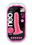 Neo Elite Silicone Dual Density Dildo 6 Inch Pink in packaging showing soft and firm features.