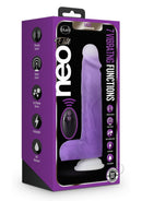Neo Elite Encore 8 Inch Remote Vibrating Dildo Purple with remote control and 7 vibrating functions.
