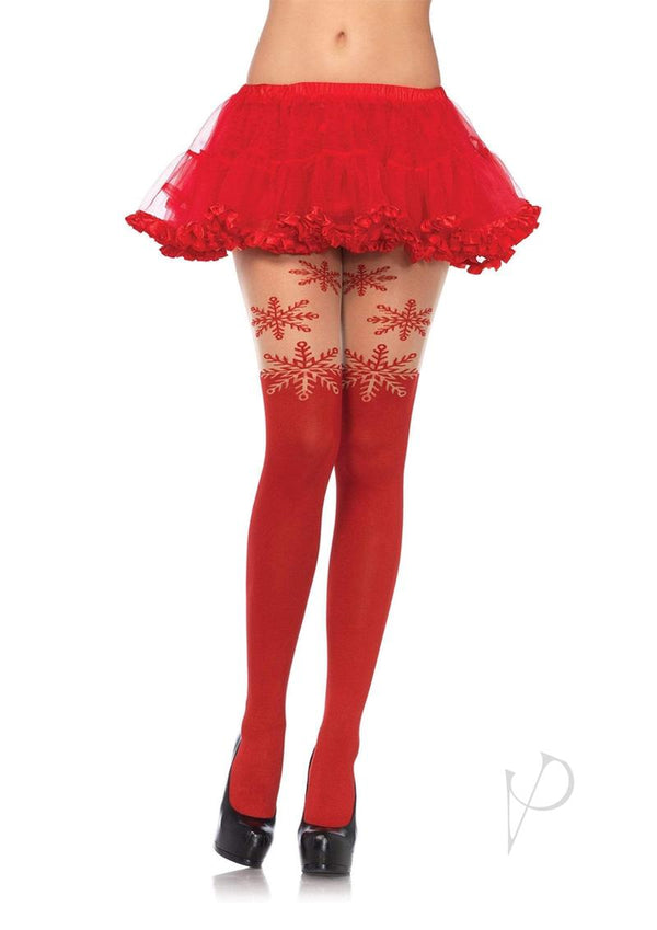Spandex Snowflake Hose Accent Os Red-0