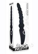 Evolved Magic Stick Silicone Beaded Vibrator Black in sleek packaging with three powerful motors and a flexible shaft.