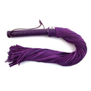 Rouge Suede Flogger Leather Handle Black Purple with soft suede falls and a sturdy leather-wrapped handle.
