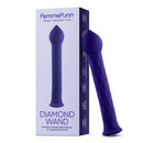 Femmefunn Diamond Wand G-Spot Vibrator Dark Purple packaging with a slim pointed wand design.