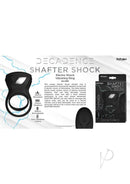 Decadence Shafter Shock Remote Electro Cock Ring Black with remote and packaging, showcasing electro stimulation features.