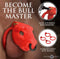 Master Series Bull Chastity Cage Red with easy locking mechanism and 4 graduated size rings for a secure fit.