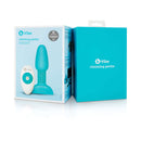 b-Vibe Rimming Petite Rotating and Vibrating Remote Control Plug Teal packaging and remote control.