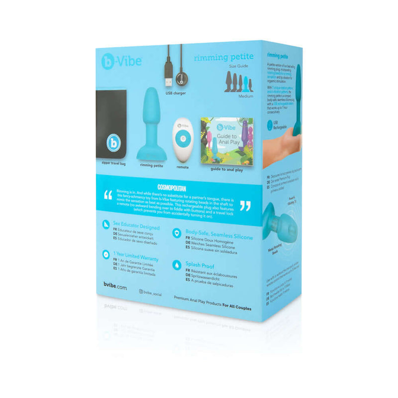 b-Vibe Rimming Petite Rotating and Vibrating Remote Control Plug Teal b-Vibe Rimming Petite Rotating and Vibrating Remote Control Plug Teal