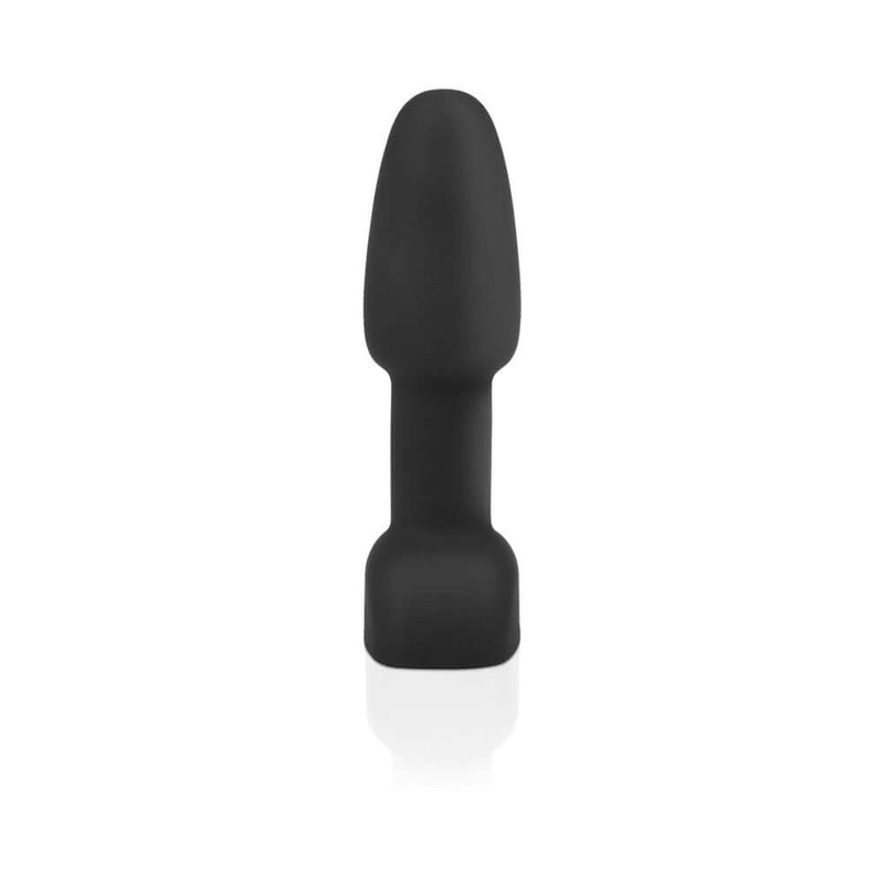 b-Vibe Rimming Petite Rotating and Vibrating Remote Control Plug Black displayed in a sleek, black silicone design.