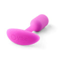 b-Vibe Snug Plug 1 Weighted Silicone Anal Plug Fuchsia on a white background.