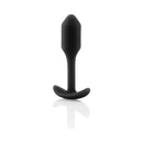 b-Vibe Snug Plug 1 Weighted Silicone Anal Plug Black displayed against a white background.