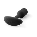 b-Vibe Snug Plug 1 Weighted Silicone Anal Plug Black on a white background.