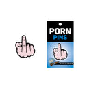 Wood Rocket Middle Finger Novelty Pin Peach, cheeky accessory featuring a middle finger gesture in peach shade.